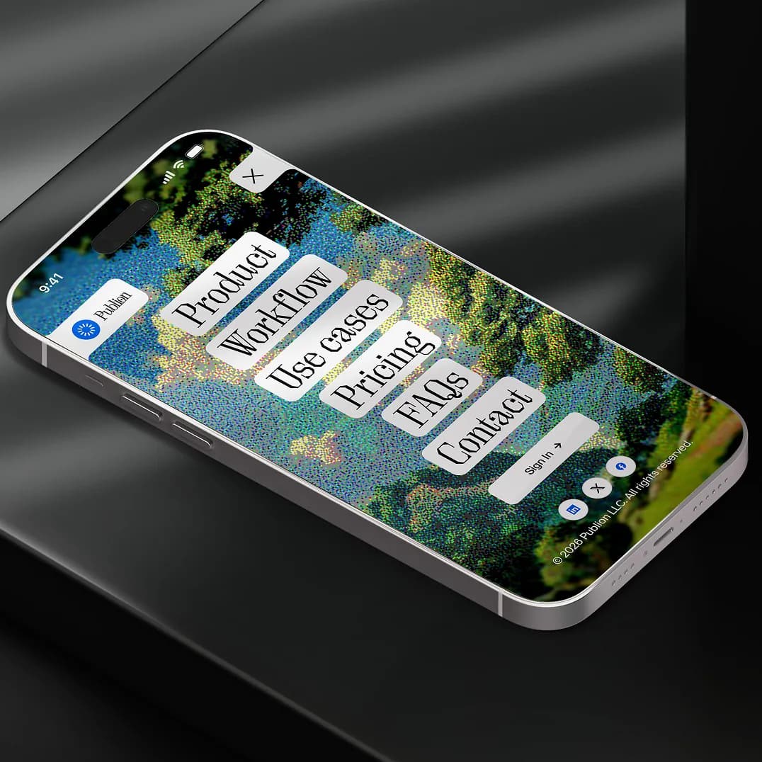 Publion mobile navigation